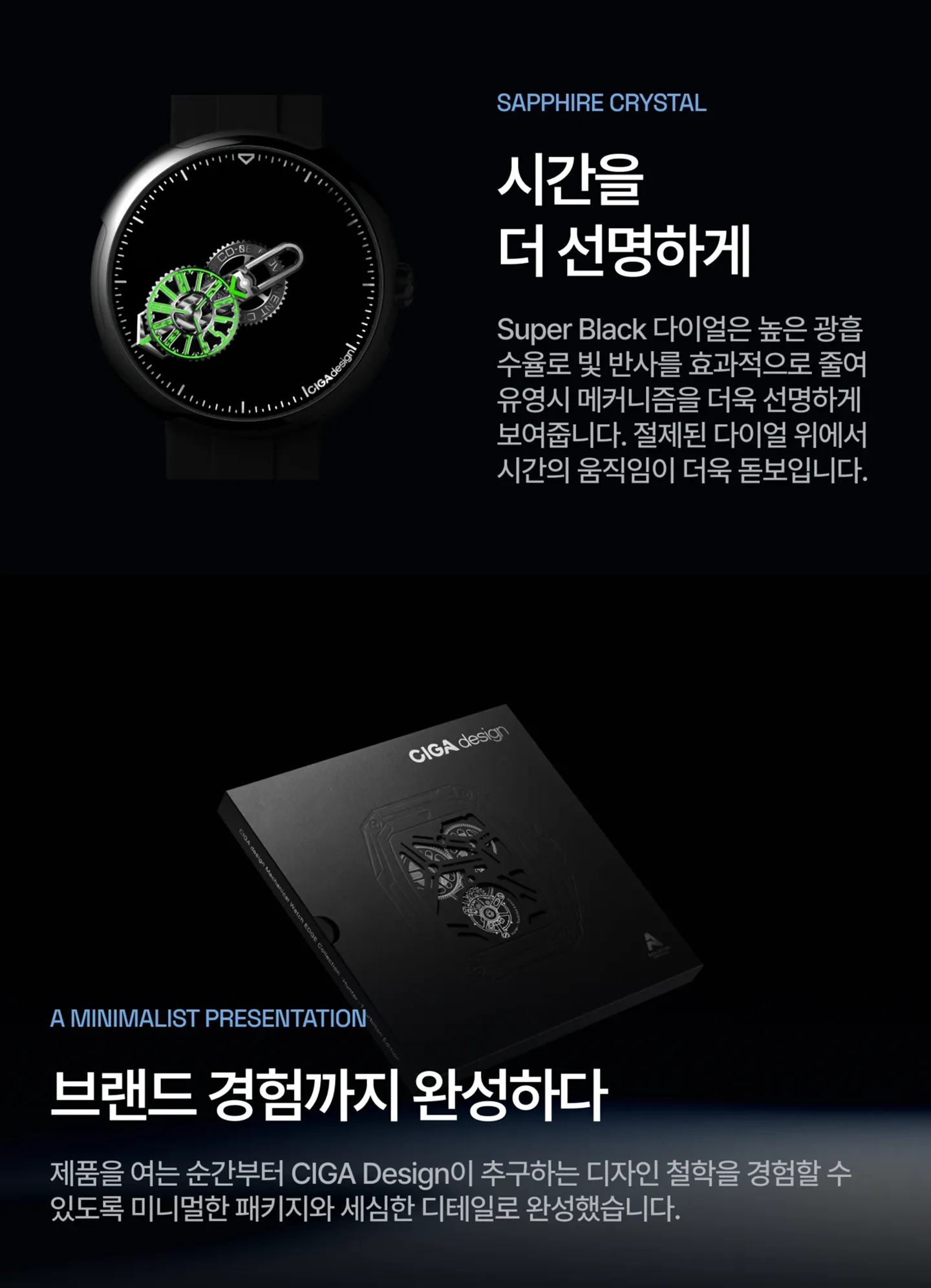 사파이어 크리스탈과 북렛 형식의 패키징 탑재.